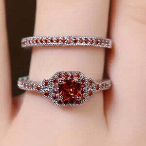 1.25 Carat Lab Created Cubic Zirconia & 14k Electro Plated Wedding Ring Set